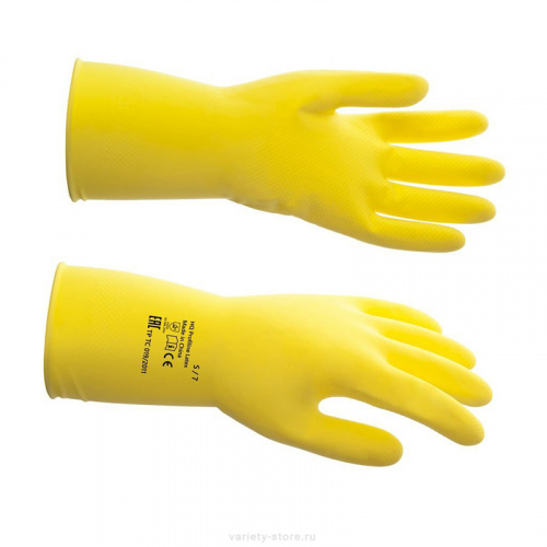 Перчатки Перчатки HQ Profiline латексные многоразовые желтые, М, арт. 73584 фото 3