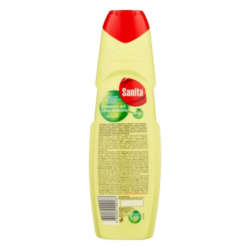 Чистящие средства для кухни Средство чистящее Sanita (Санита) Универсал Сила лимона, крем, 600 мл фото 3