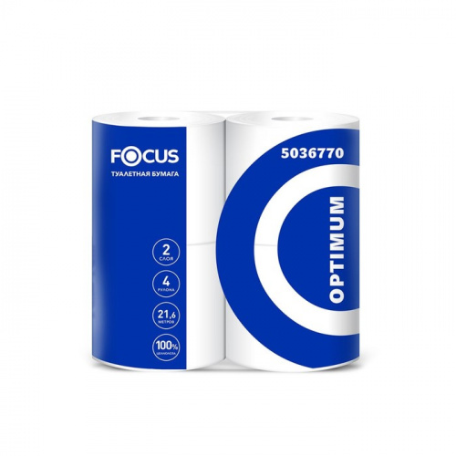 Туалетная бумага FOCUS OPTIMUM, 2-х сл., белая, 4рул