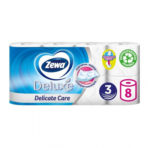 Туалетная бумага Zemma (Земма) DELUXE, белый,  с рисунком , 3-х сл., 8 шт