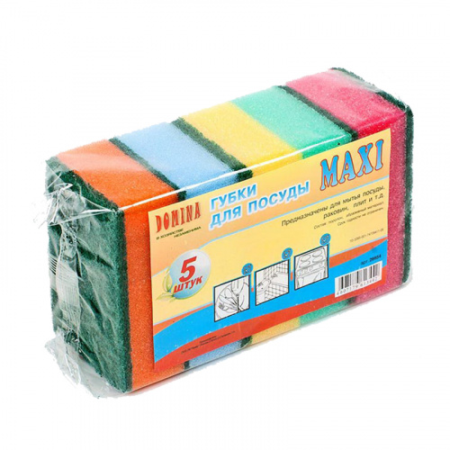 Губка для посуды DOMINA, MAXI, 5 шт, 10х6.5х3.5 см