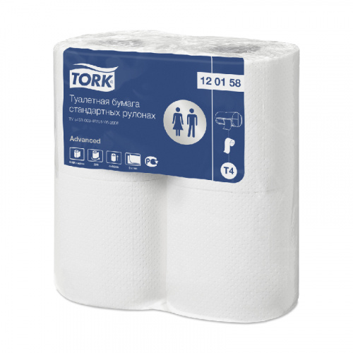 Туалетная бумага Tork (Торк) Advanced, Т4, 2-х сл., белая, арт. 120158