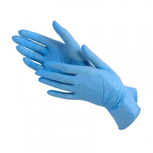 Перчатки Перчатки нитриловые голубые, М, 100 пар в упаковке