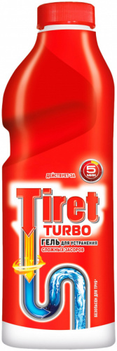 Средства для сантехники Средство для прочистки засоров Tiret Turbo (Трирет Турбо), гель, красный, 1 л