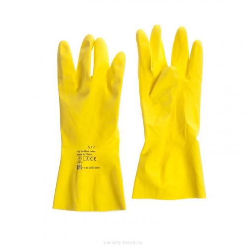 Перчатки Перчатки HQ Profiline латексные многоразовые желтые, L, арт. 73587 фото 4