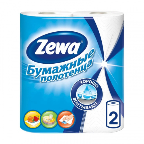 Полотенца бумажные Zewa (Зева) Standart, белые, 2-х сл., 2 шт