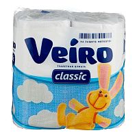 Туалетная бумага VEIRO (Виеро) Classic, 2-х сл., белый, 4 рул. 5C24
