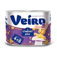 Туалетная бумага VEIRO (Вейро) Standart Plus Белая, 2-х сл, 4 шт. 3с24 