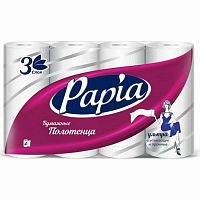 Полотенца бумажные PAPIA (Папиа), 3-х сл., 4рул., бытовые