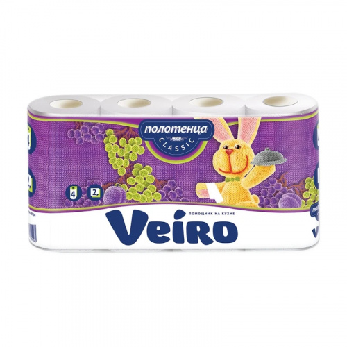 Полотенца бумажные VEIRO Classic, 2-х сл., белый, 4 рул.5П24