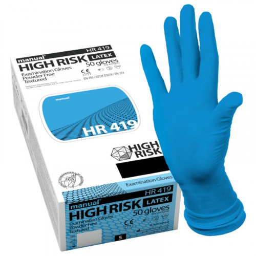 Перчатки Перчатки MANUAL HIGH RISK 419 смотровые, нестерильные, латексные М/25пар