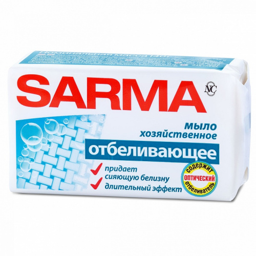 Хозяйственное мыло Мыло хозяйственное Sarma (Сарма) отбеливающее, 140 г ЧЗ