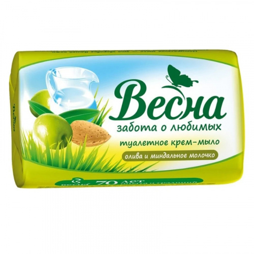 Мыло Мыло туалетное Весна, Олива и миндальное молочко, 90 г