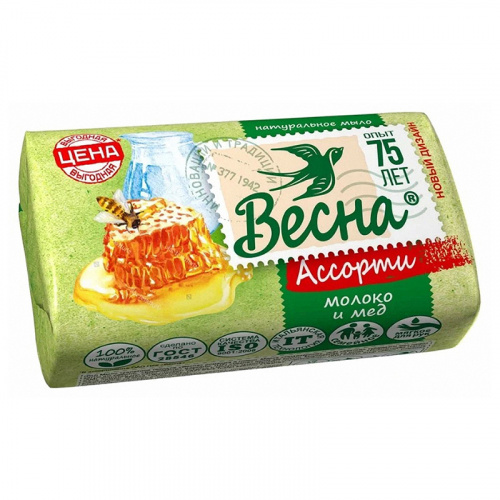 Мыло Мыло туалетное Весна, Молоко и мед, 90 г