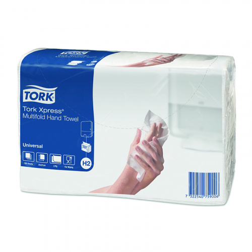 Полотенца бумажные Tork (Торк) Universal, сл. Z, H2, 2-х сл., белые, 190 шт, арт. 471103