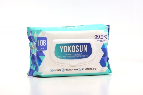 Салфетки влажные 108 шт, антибактериальные, YokoSun